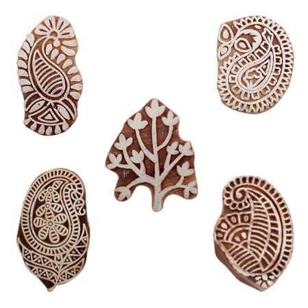 Set of 5 Piece New Mix Wooden Printing Blocks